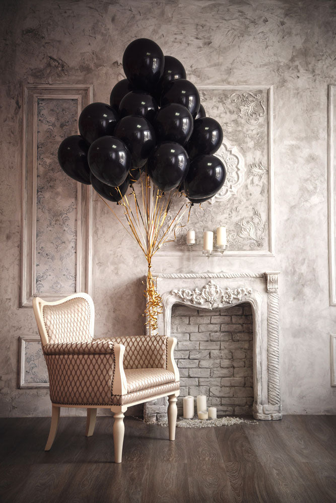 Pearlescent Solid Black Balloons - 12 Inch Latex Balloons