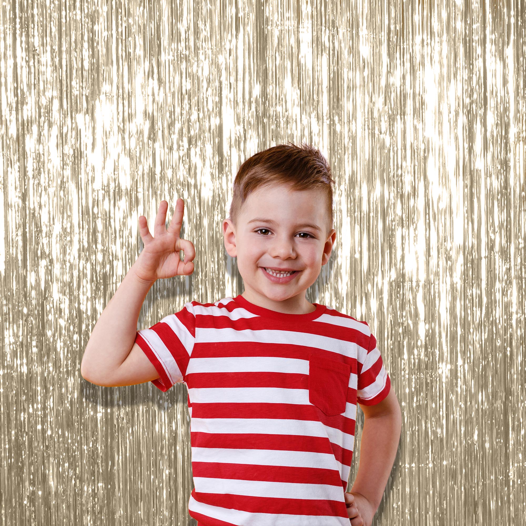 Champagne Gold Foil Fringe Curtain - 3ft x 8ft Tinsel Curtain