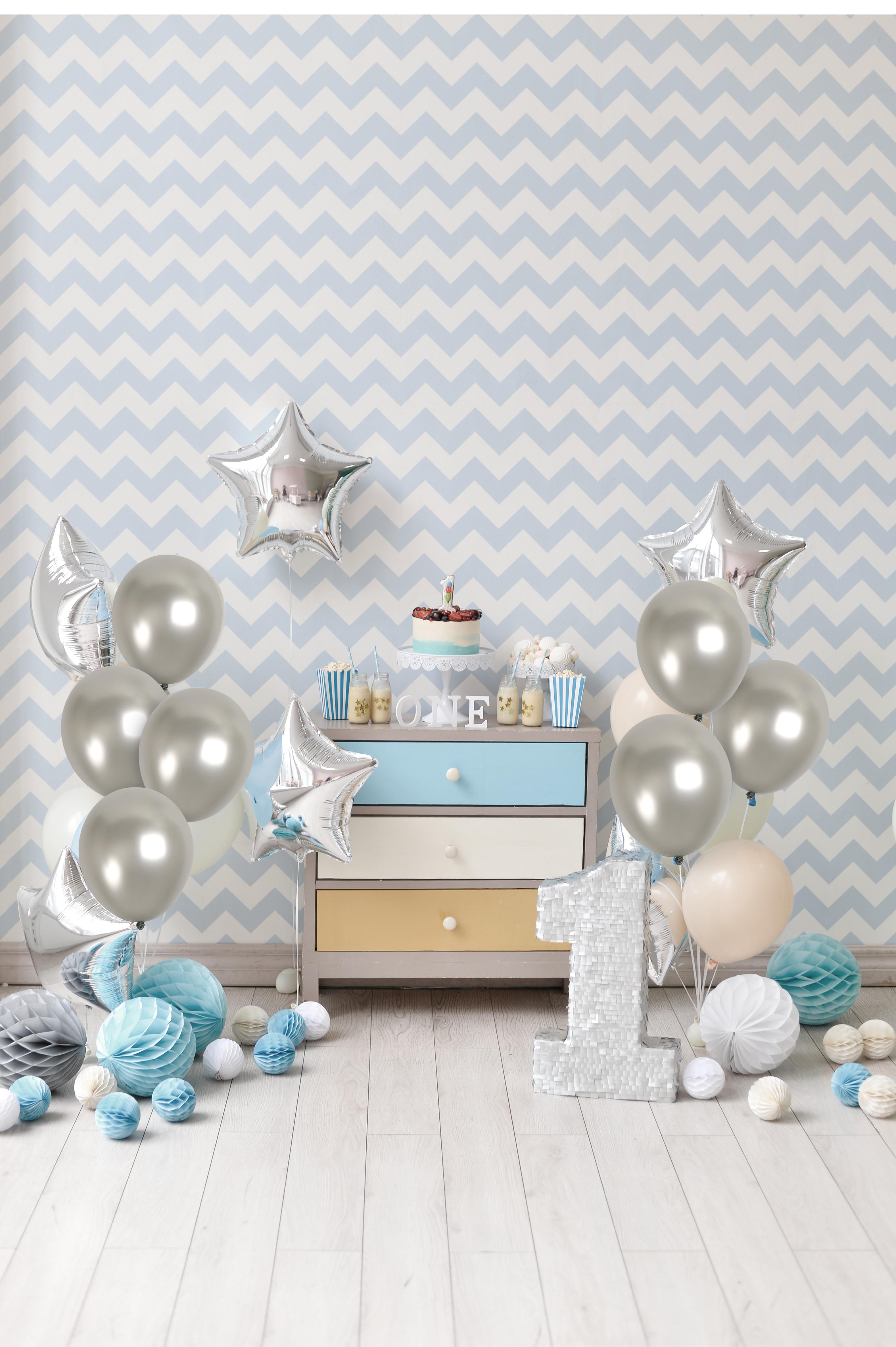 Pearlescent Silver Balloons - 12 Inch Latex Balloons