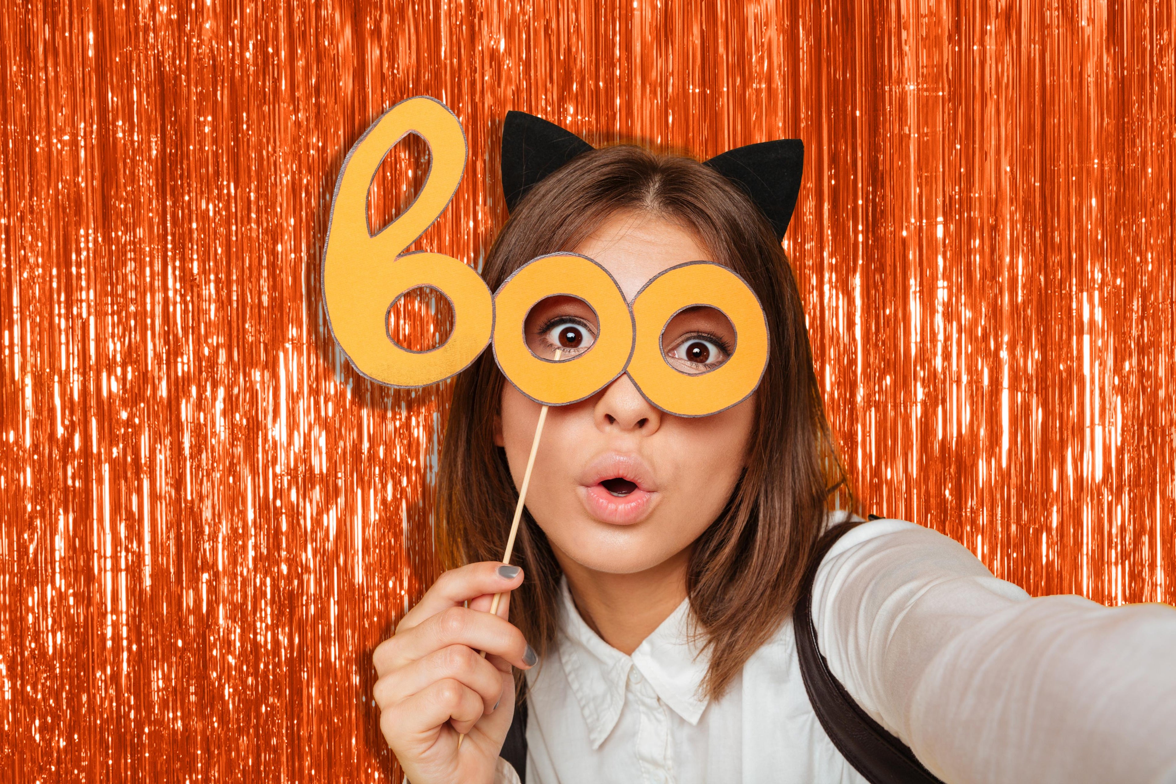 Orange Foil Fringe Curtain - 3ft x 8ft Tinsel Curtain
